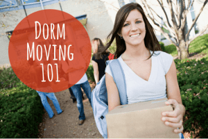 college student with box - dorm moving 101